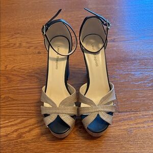 Laura Biagiotti Black and Cream Strappy Heels
